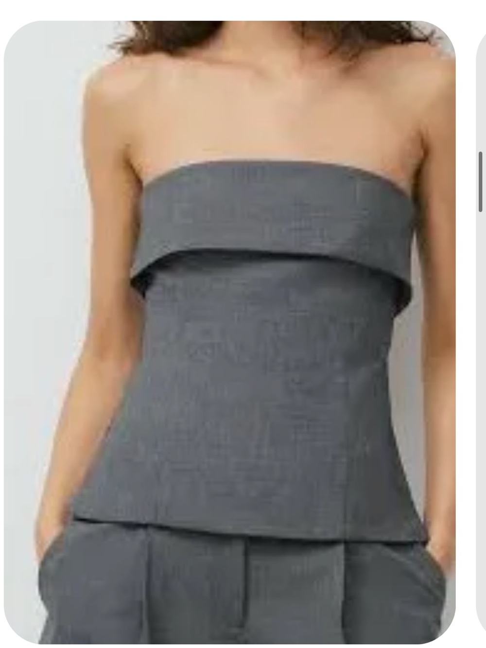 Aritzia Strapless Fold-Over Tube Top in Charcoal Gray
